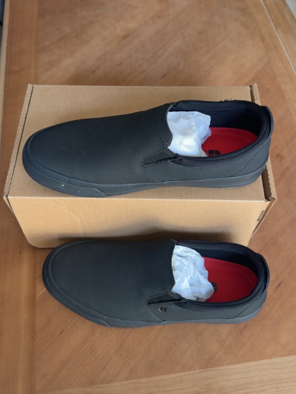 Men's Slip-On Loafers in Black with Red Insole